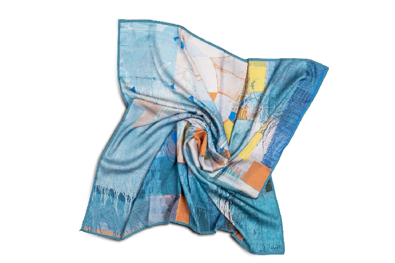 Silk scarf “Invention of the bicycle #5”