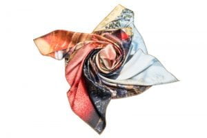 Silk scarf “Variation with shell on themes by Pinturicchio and Raphael”