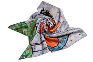 Square neck scarf "Garden"