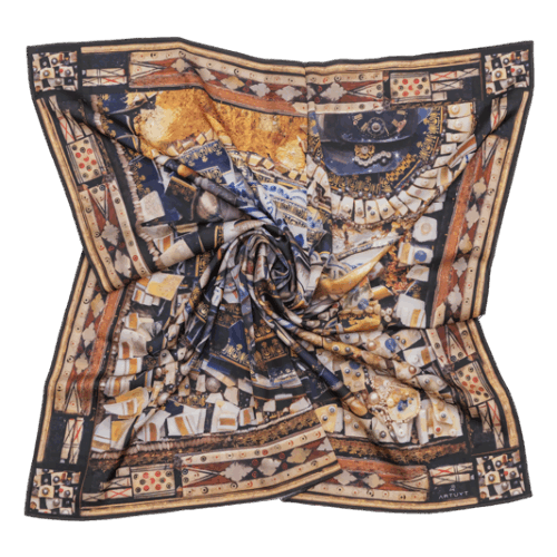 Scarf “Broken utensils with portrait of donator”