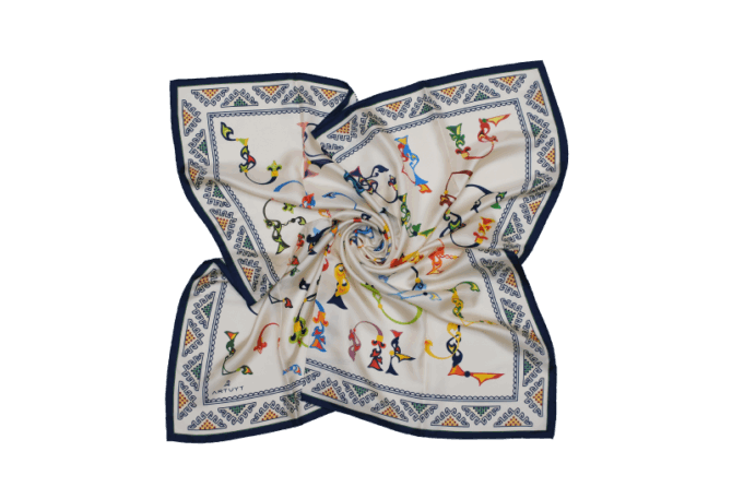 Silk Scarf “Armenian Medieval Ornamental Letters”