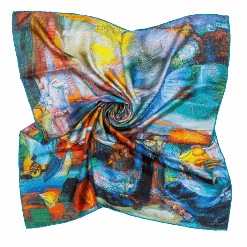 Silk Scarf "The family stroller"