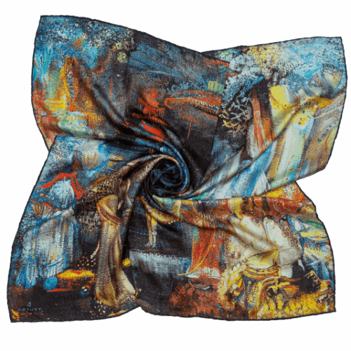 Silk Scarf "Moushtaid-Whispers of Kura"