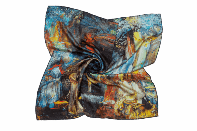 Silk Scarf "Moushtaid-Whispers of Kura"