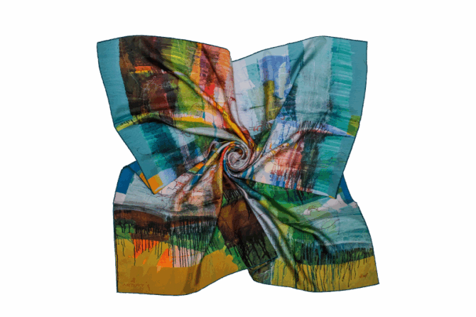 Silk Scarf “Invention of the Bicycle #1”