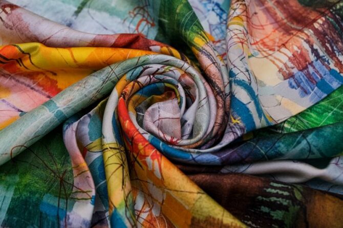 Silk Scarf “Invention of the Bicycle #1” - Image 2