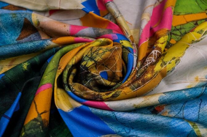 Silk Scarf “Invention of the Bicycle #4” - Image 2