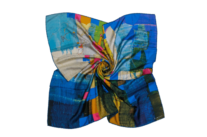 Silk Scarf “Invention of the Bicycle #4”