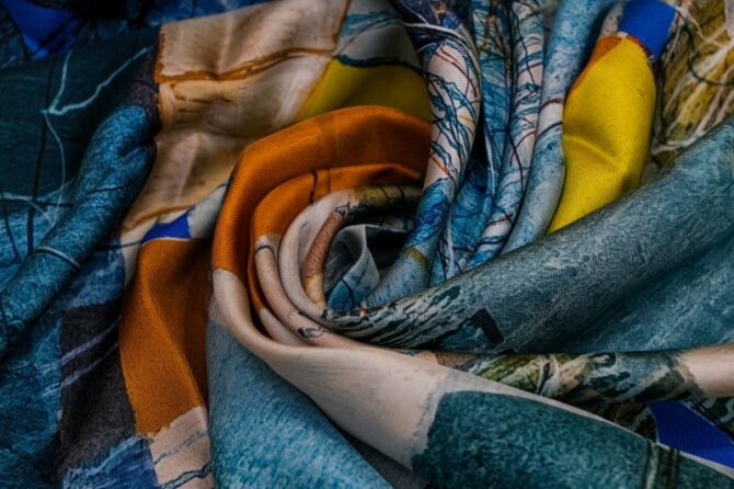 Silk Scarf “Invention of the Bicycle #5” - Image 2