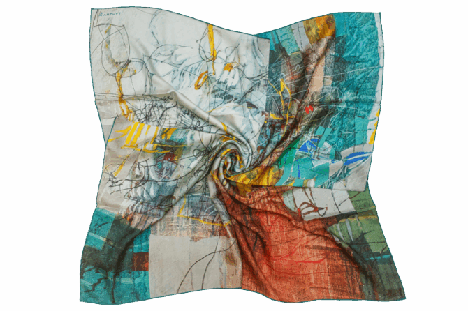 Silk Scarf “Invention of the Bicycle #2”