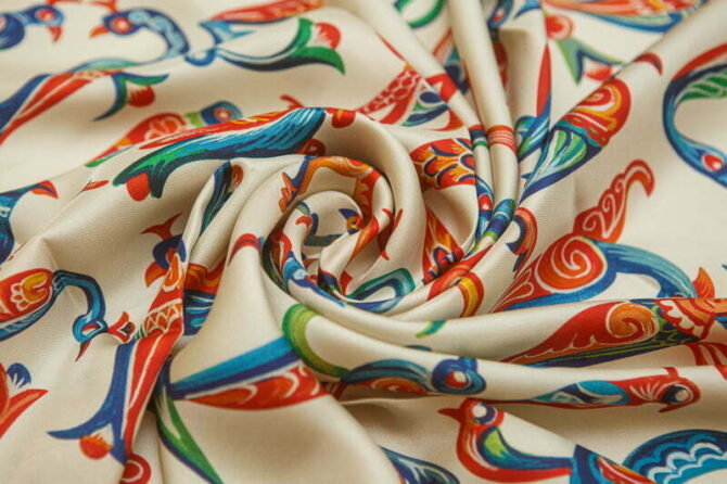 Silk Scarf "Medieval bird-letters" - Image 2