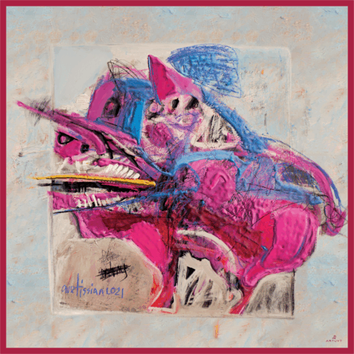 GAV03.9S Silk scarf Scream, Artuyt, Gayane Avetisyan