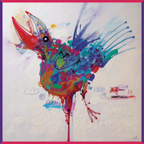 GAV02.9S Silk scarf Phoenix, Artuyt, Gayane Avetisyan